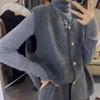Japanese Style Simple Solid Color Vest Round Neck for Versatile Outerwear Spring and Autumn Gentle Single Breasted Shoulder Knitted Vest for Women