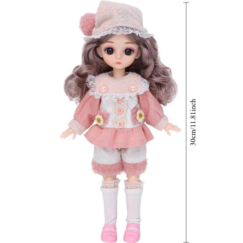 30cm 1/6 BJD Princess Doll Dress Up with Clothes Shoes 20 Joints Movable Cute Sweet Face Child Girl Birthday Gift Kids Doll Toy