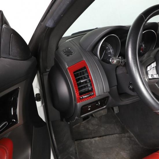 Red Carbon Fiber Side Air Vent Frame Trim Cover Sticker For Jaguar F-TYPE 13-22