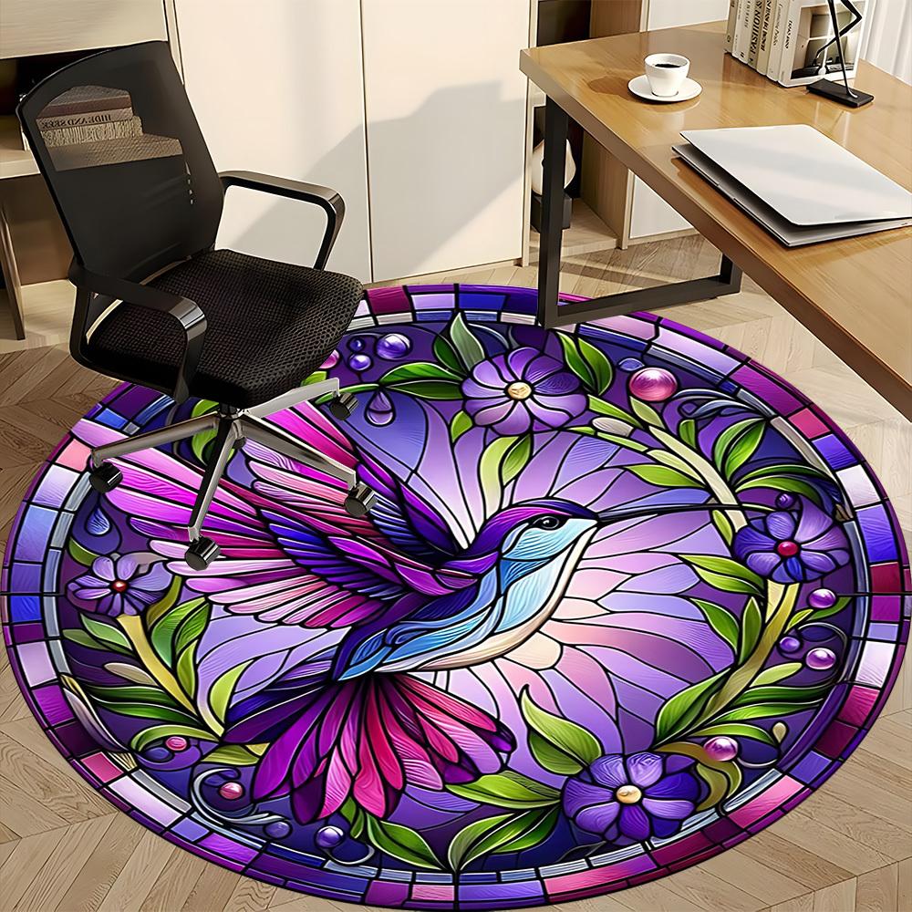 1pc Stained Glass Hummingbird Chair Carpet for Office - Durable, Ideal for Chair Mats, Stylish & Functional Decorative Rug Yy260130080