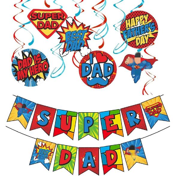 Supper Dad Banner, Happy Father s Day Banner, Happy Dad s Day Decorations, Best Dad Father s Birthday Garlands Decorations for Fathers Day Home Decor