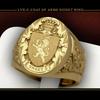 Royal Shield Ring with Lion Crown 18k Gold Plated Men Jewelry Vintage Design