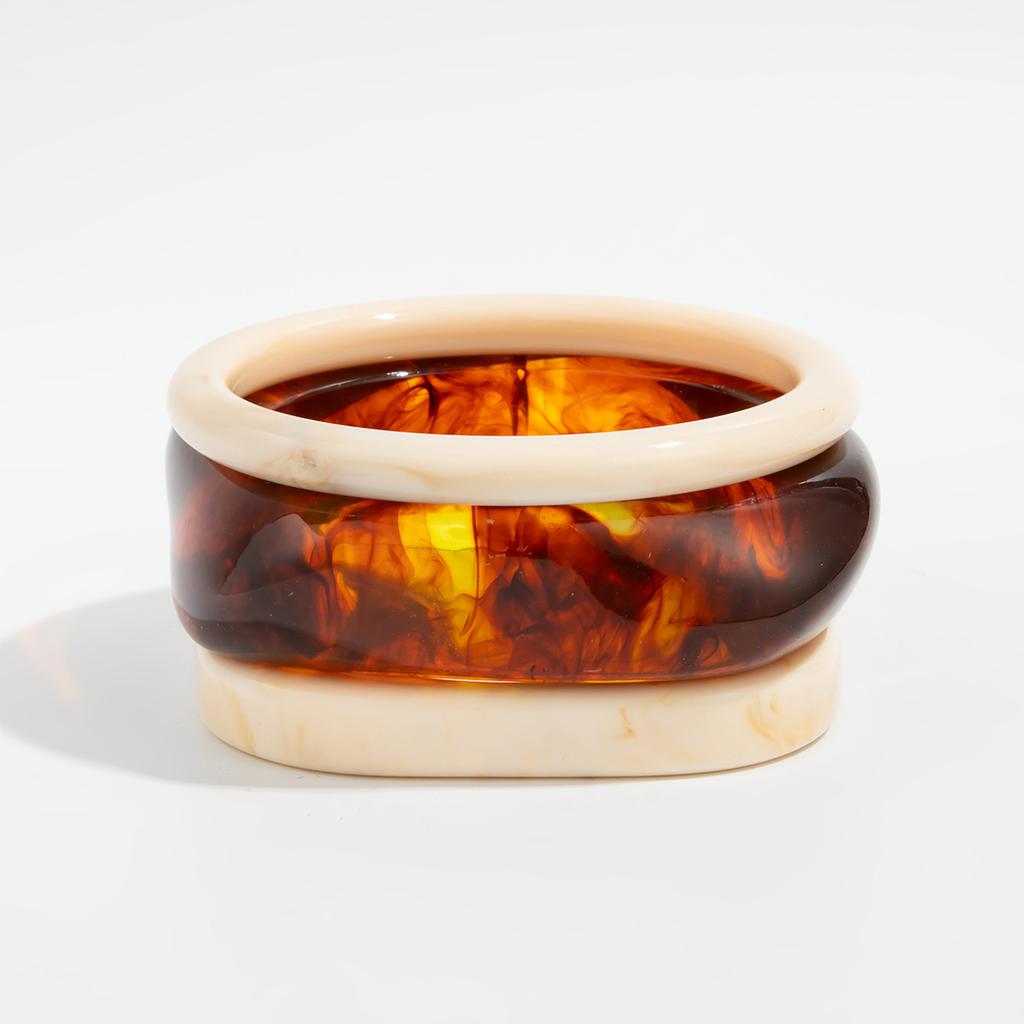 Wind Amber Smudged Acrylic Bracelet, Fashionable Irregular Translucent Resin Wide Bracelet