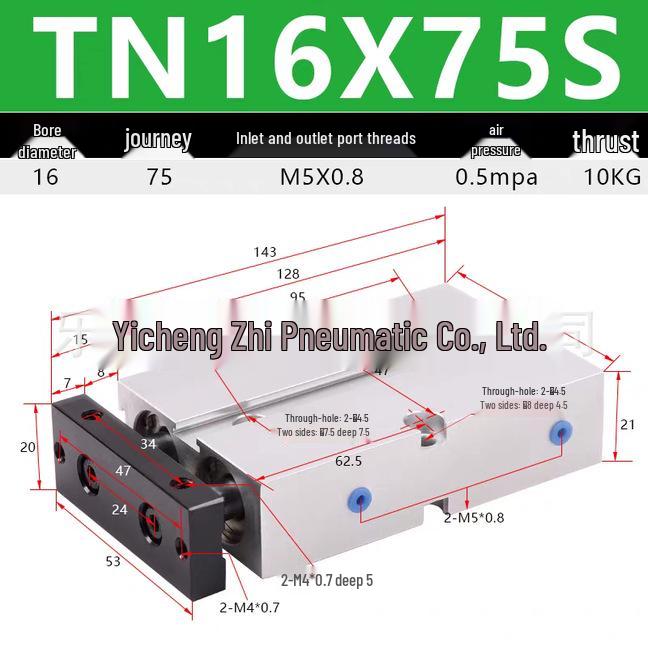Double Shaft Pneumatic Cylinder with Dual Piston Rods TN10-40