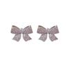 Korean Fashion Zirconia Bow Earrings for Women: Exquisite Silver Dangle Studs, Perfect for a Stylish Look and Internet Celebrity Appeal