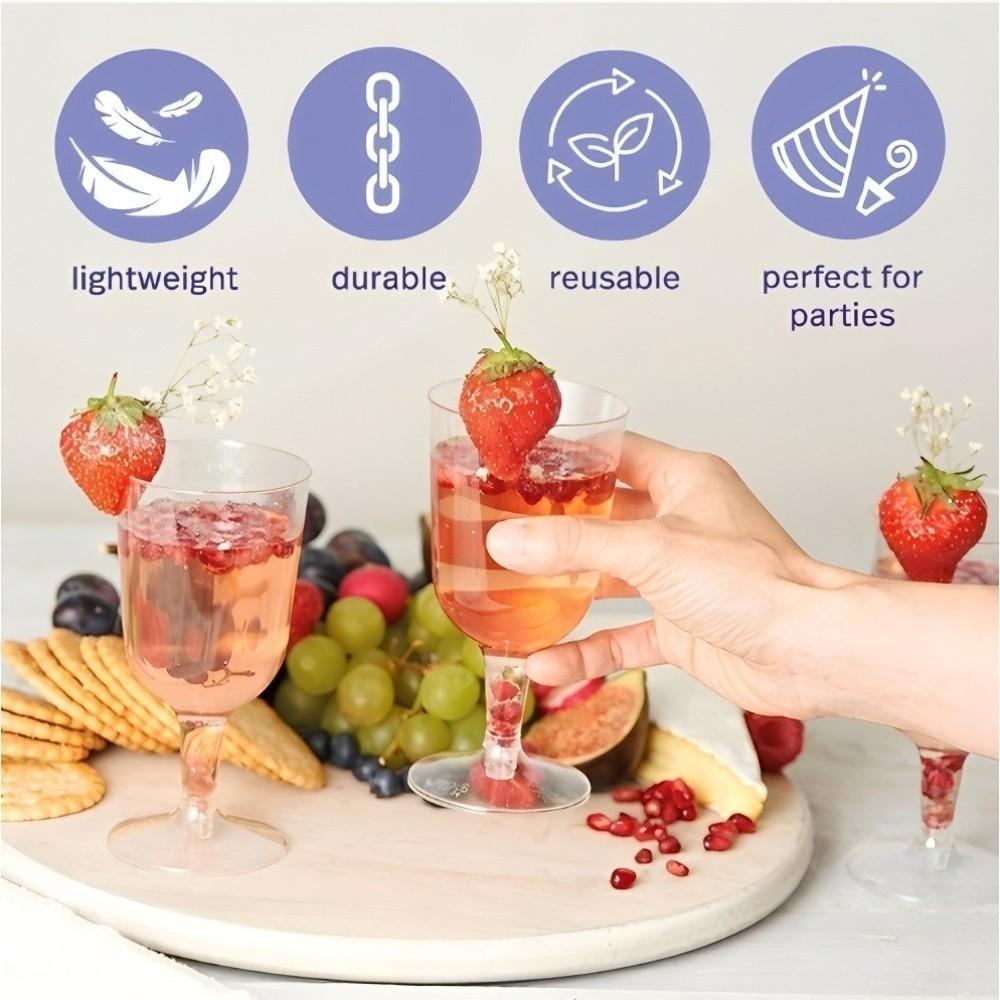 25pcs Unbreakable Plastic Margarita Glasses 6 Oz Champagne Goblet  Party Supplies