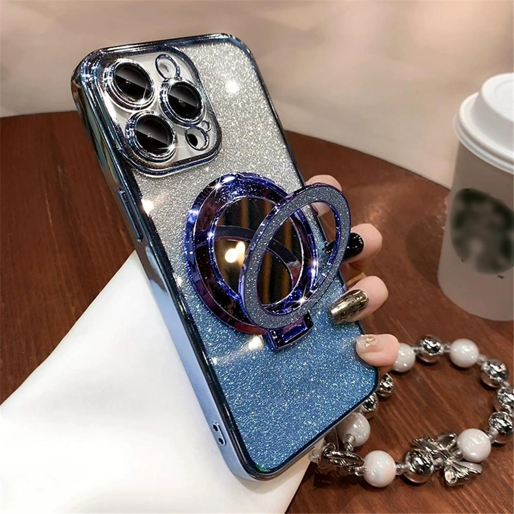 Note 20Ultra Glitter Mirror Bracket Gradient Case For Samsung Galaxy Note 20 Ultra 10 Plus 9 8 Soft Silicone Cover With Bracelet