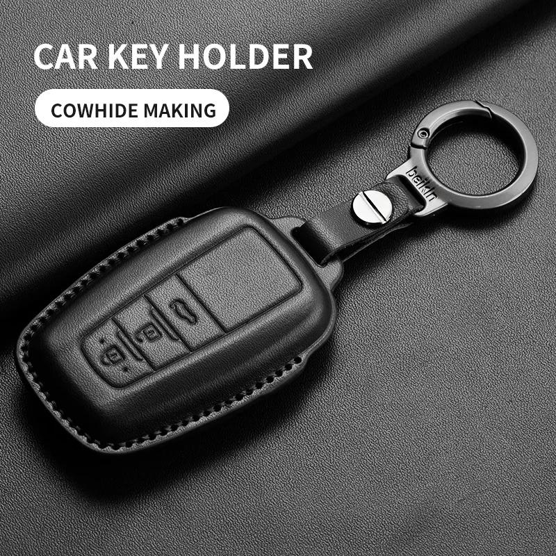 Leather Car Key Case Cover For Toyota Corolla Camry RAV4 CHR C-HR Hilux Prius Land Cruiser Prado Car Key Protector Accessories