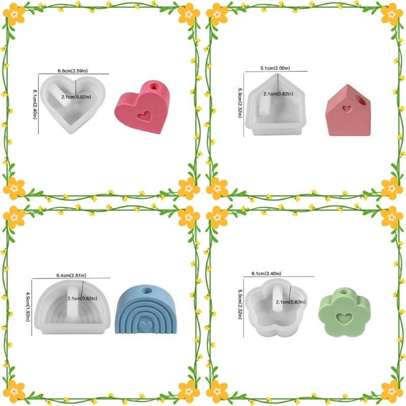 Heart Flower House Silicone Mould For Craft Candle Making And Decorative Art Projects