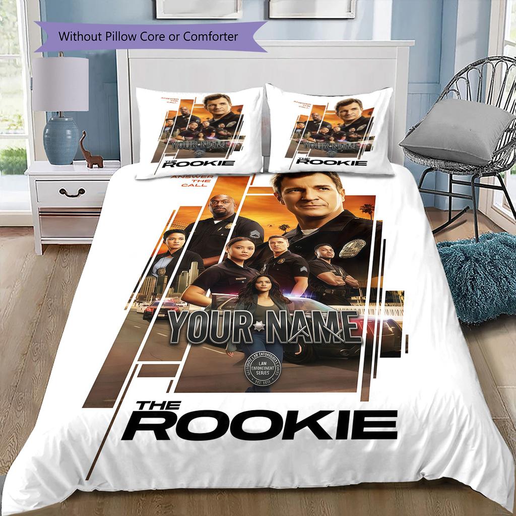 The Rookie Benutzerdefinierter Name Muster Bettwäsche Steppdecke Set Bettbezug Kissenbezug Zuhause Geburtstagsgeschenk(1 Bettbezug + 2 Kissenbezüge, ohne Füllung)