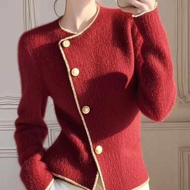 Design-sensible Niche Thickened Sweater Jacket Women's Autumn Winter Knitted Cardigan