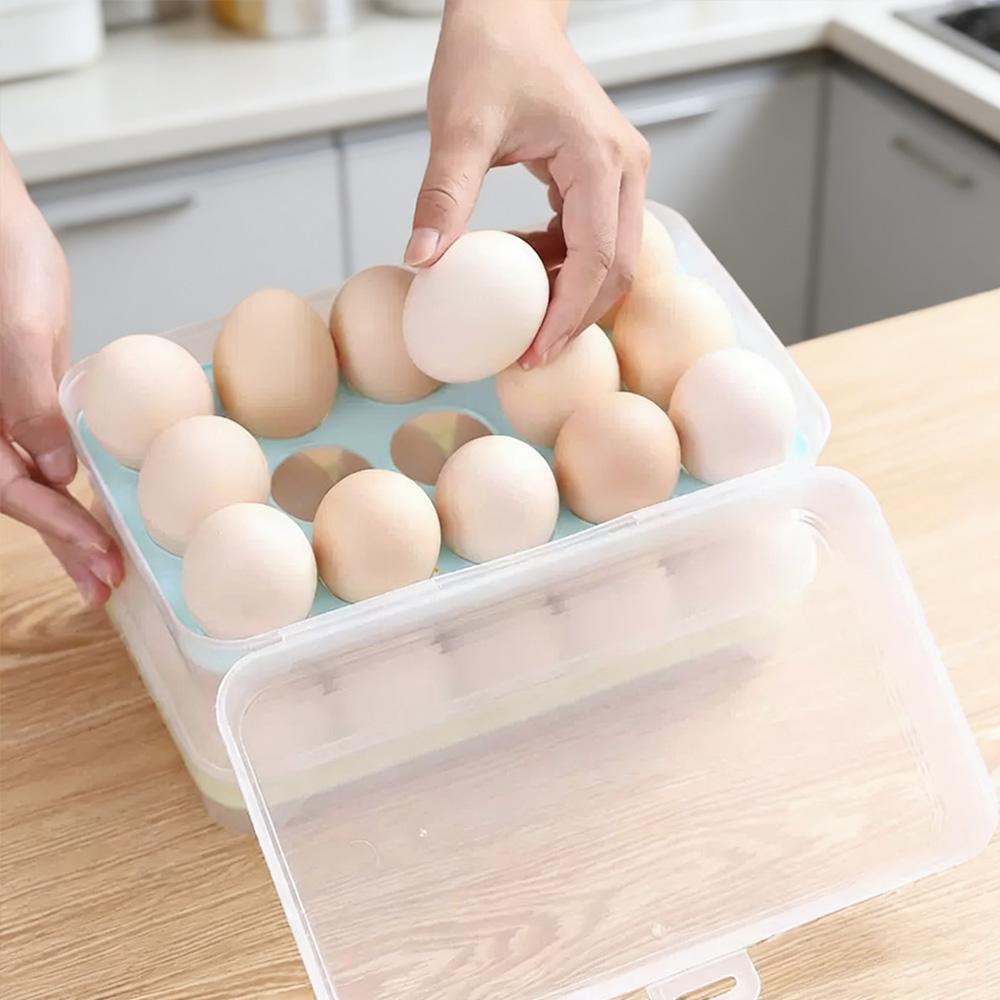 15 Egg Slots Refrigerator Storage Container Clear Plastic Egg Holder Food Preservation Box Home Kitchen