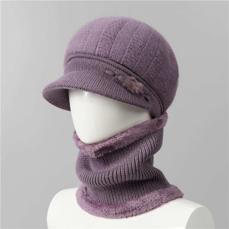 Day Mom Hat Fleece Knitted Thermal Hat Grandma Rabbit Wool Hat Old Man Duck Tongue Cotton Hat