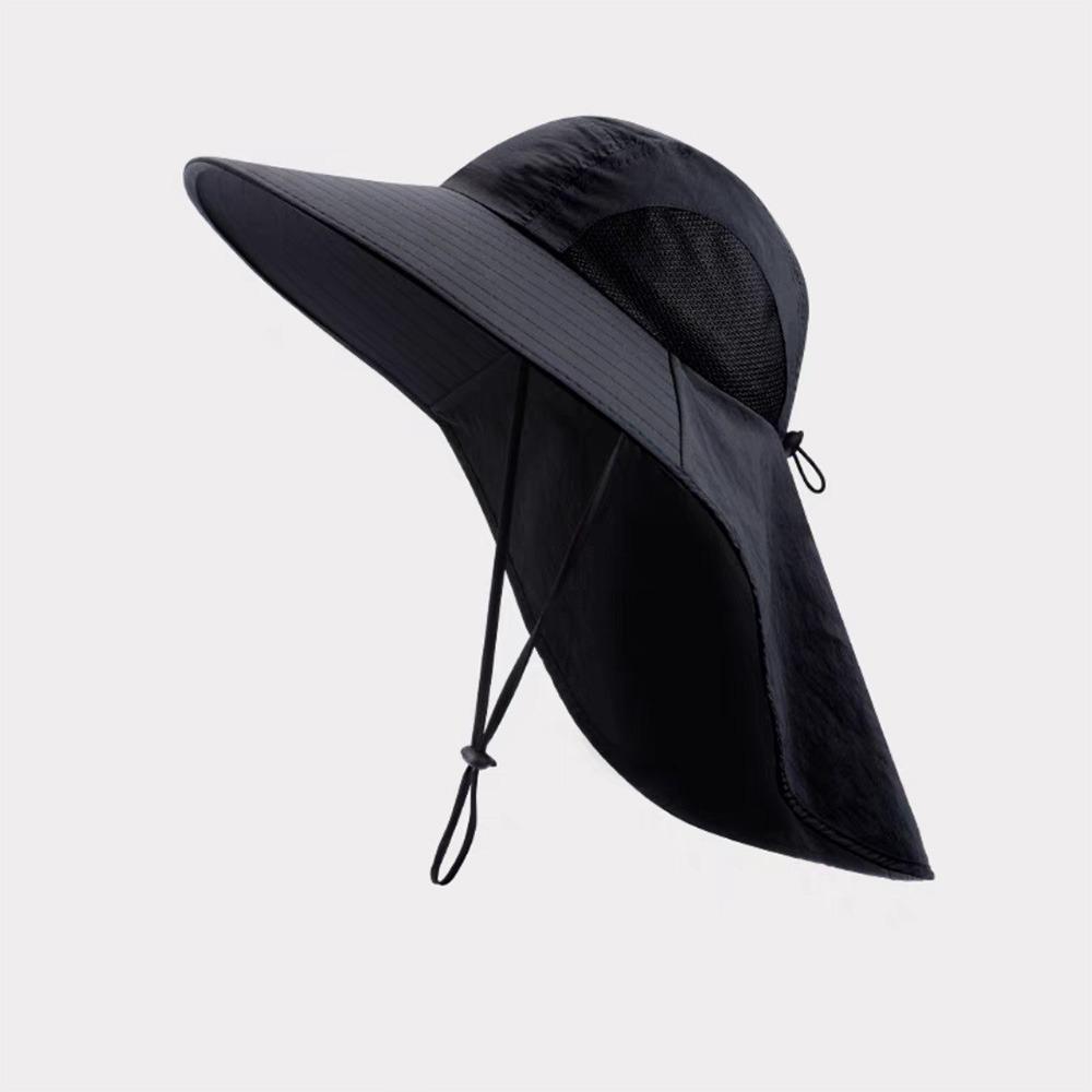 

Походная шляпа от солнца с защитой от УФ-лучей, мужская шляпа-ведро, модная широкополая шляпа от солнца с защитой шеи чёрный