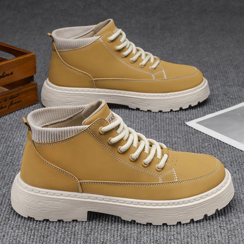 New Men's Martin Boots Autumn Black High-top Outdoor Retro Tooling Leather Boots Casual Versatile Trendy Shoes