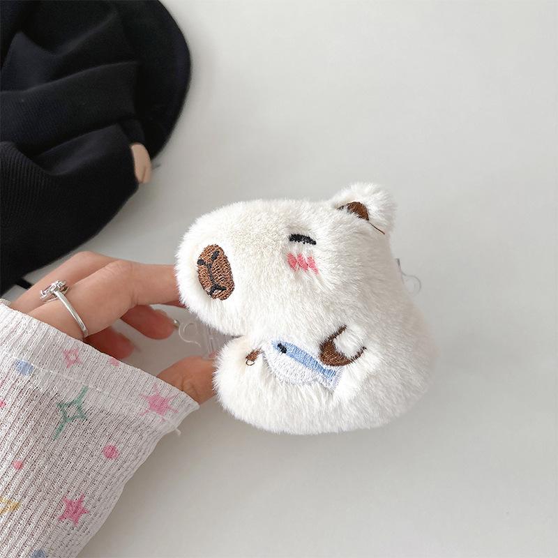 Plush Cartoon Puppy Capybara Mobile Phone Back Clip Women'S Cute Adjustable Retractable Messenger Rope Strap