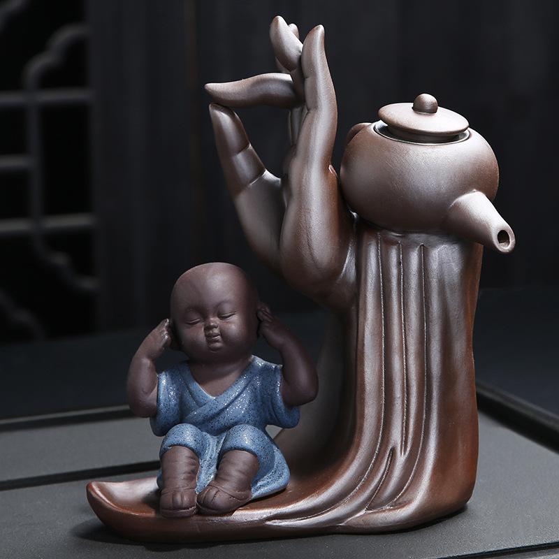 Ebony Tea Ceremony Accessories, Six Gentlemen Set, Purple Clay, Tea Drain Filter, Little Monk Decoration