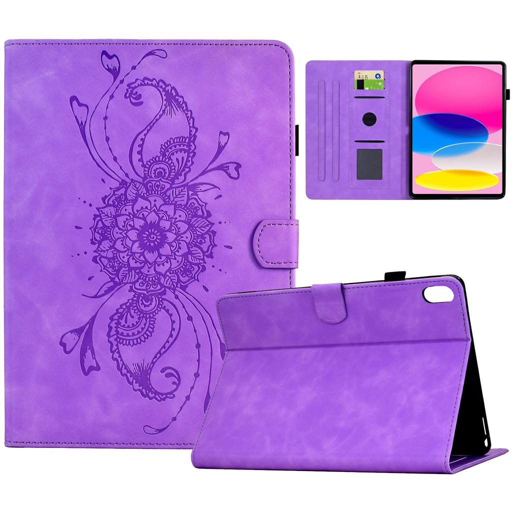 For iPad (2025)/10.9 (2022) Case Mandala Imprinted Leather Tablet Cover with Card Slots