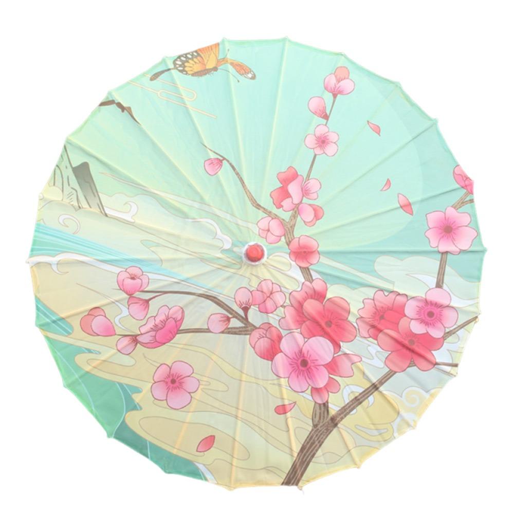 Printed Silk Oiled Paper Umbrella Tassel Design Silk Fabric Umbrella Bridesmaids Party