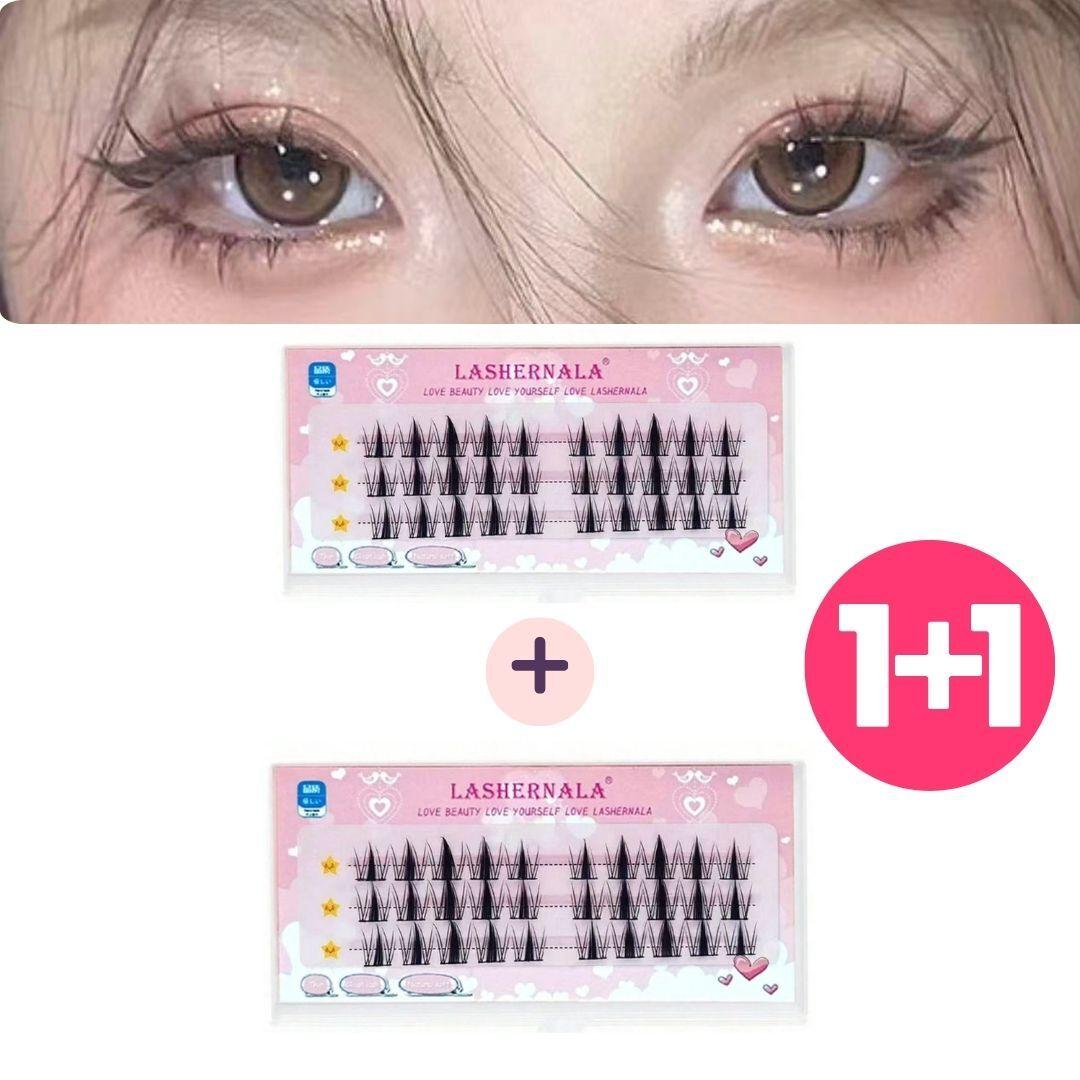 1+1 Lashernala 60-strand eyelash extensions, no-glue eyelashes, eyebrow extensions, strand eyelashes 30 strands (2 sets)