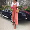 Women's Casual Summer Cotton Linen Loose Straight-Leg Overalls In Solid Colors