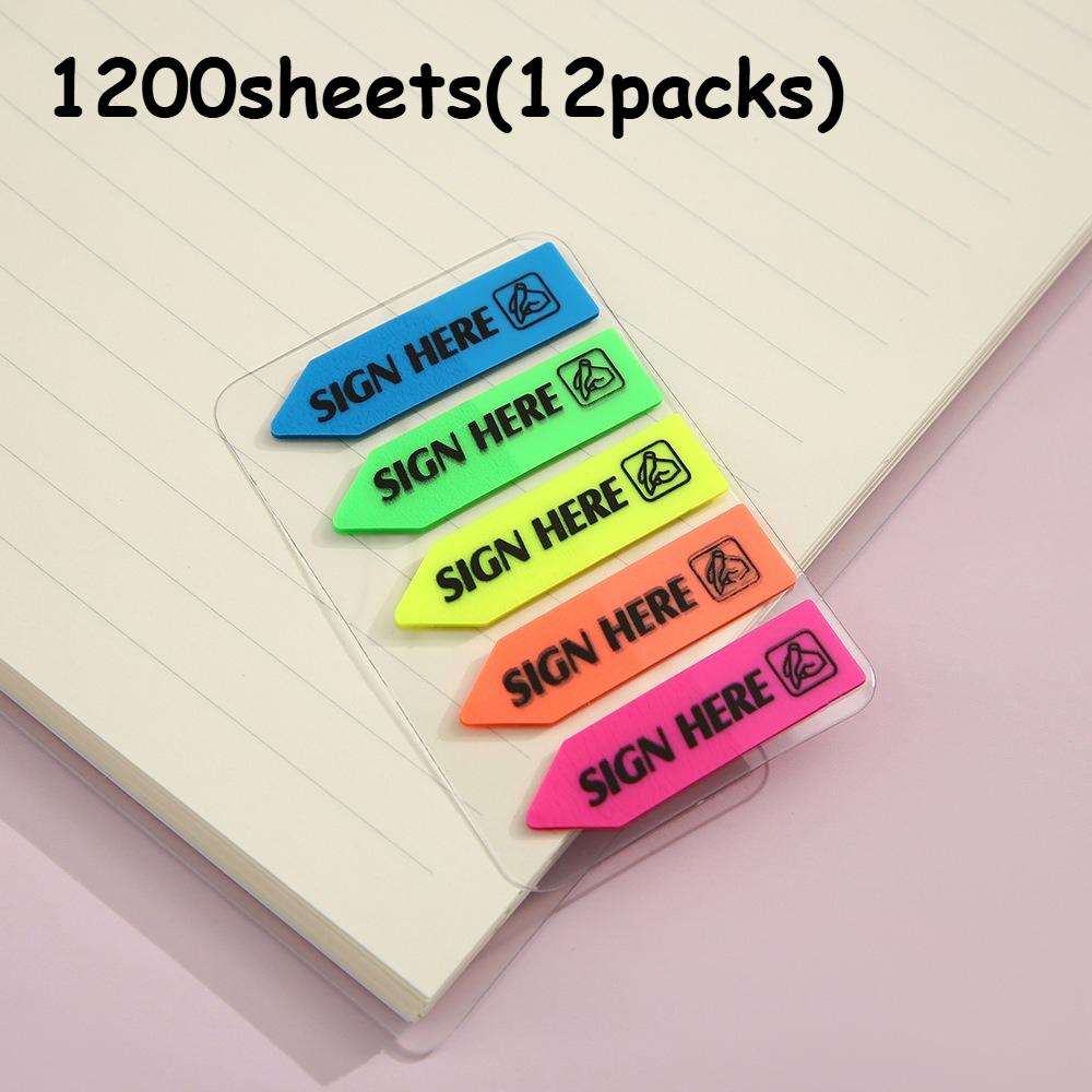 

1200sheets of Sign Here sticky note paper- transparent color index label, For contracts and documents strong adhesive reusable