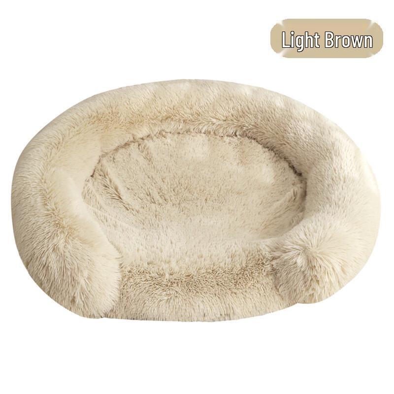 Long Plush Round Pet Bed