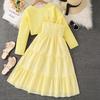 Girls' Fashion Set 2025 Spring Children's Floral Halter Dress Long-sleeved Coat