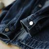 Tiefblaue Jeansjacke Vielseitige Damen Frühling Herbst Lockere Schlankmachende Kurze Jacke,