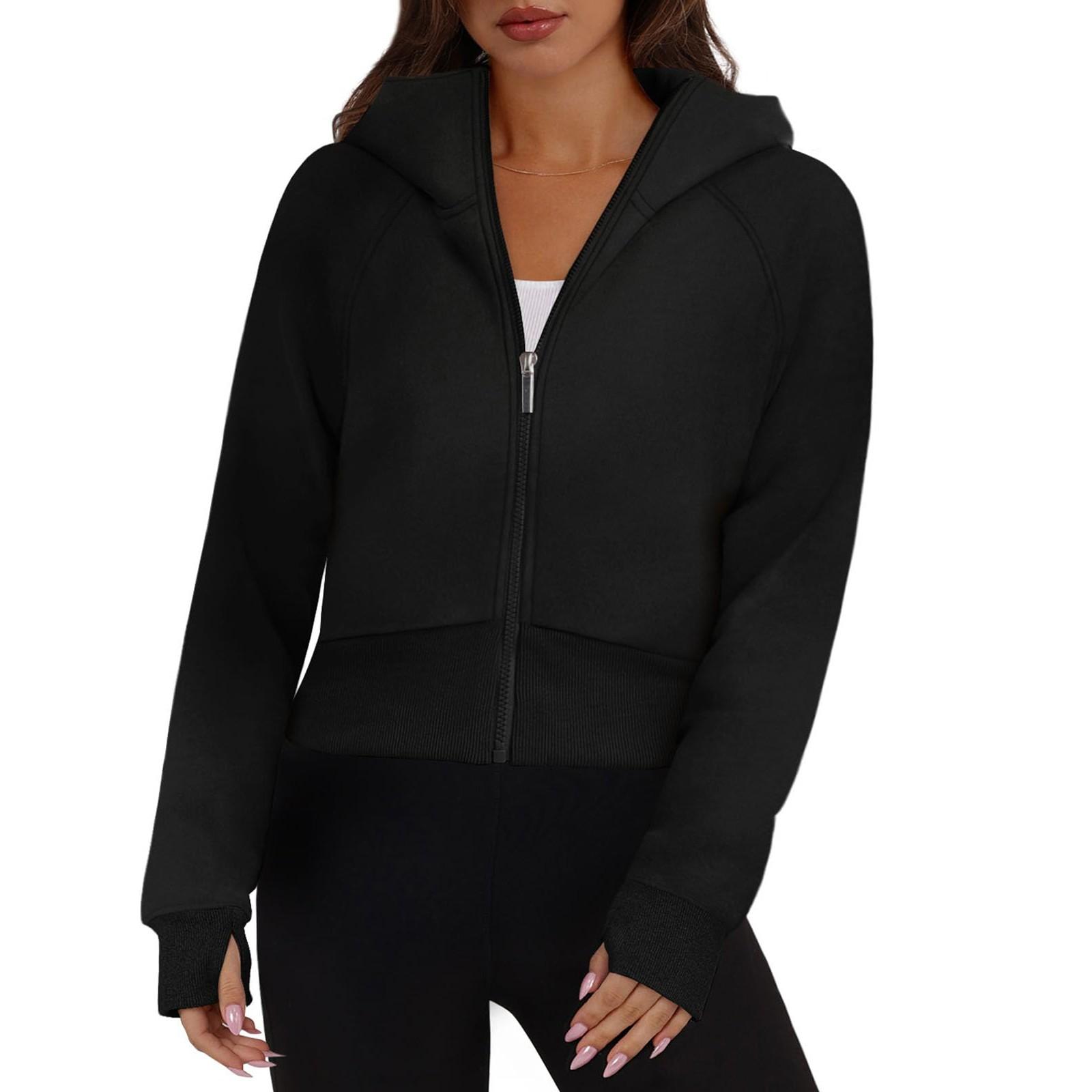 

Женская модная повседневная однотонная толстовка с капюшоном и молнией, с длинными рукавами XXL чёрный