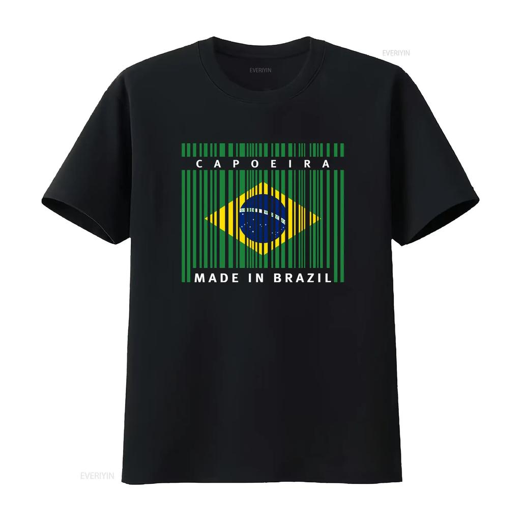 Capoeira Made In Brazil Print T Shirt Casual Fashion Vintage Washed Unisex Streetwear Stylish Graphic Top For Everyday Wear