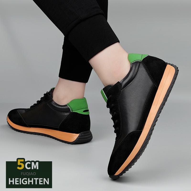 Fashion Large Size Unisex Cowhide Sneakers Elevator Shoes Hidden Height Increasing Shoes Men 5CM Sports Casual Oxfords Women Heightening