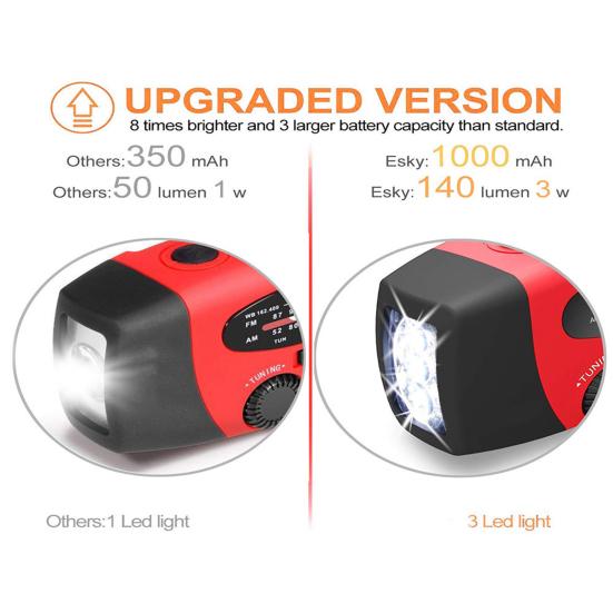 Rádio Multifunkční citlivé přenosné solární ruční klikové AM/FM/WB meteorologické rádio pro domácnost