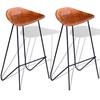 Bar Stools - vidaXL - Set of 2 - Genuine Leather - Black and Brown - Industrial Style