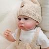 Lifelike 48cm Reborn Babies Doll Cameron Full Vinyl Body Simulation Doll Wear Khaki Knitted Overalls Realistic Newborn Baby Doll for Kid Holiday Gifts