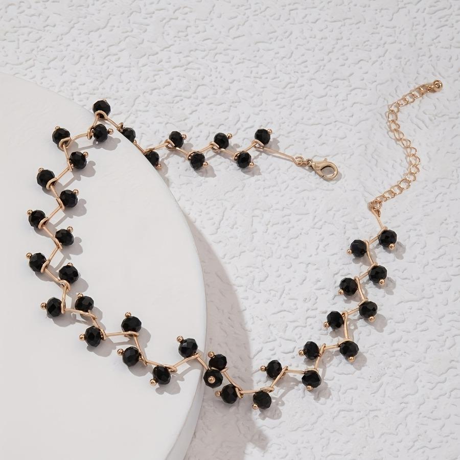 1pc Women's Elegant Thorn Imitation Pearl Choker Necklace, Golden Silvery Black, Bohemian Imitation Pearl Neck Chain