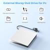 External Blu Ray Drive Support 50G Disc Read/Write Portable USB 3.0/Type-C Blu Ray Burner  for Windows MacOS Laptop Desktop Mac