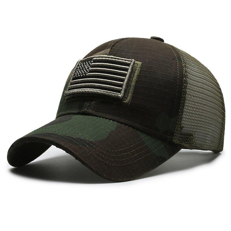 American Flag Camouflage Sticker Brodert Baseball Cap Net Hat Men Outdoor Velcro Cap