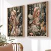 Girls and Bunny Deer Fairycore Wonderland Forest Animals Poster Canvas Painting Wall Art Pictures Girl Room Home Decor