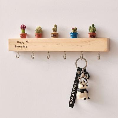 Key Storage Rack Entrance Wall-Mounted Solid Wood Non-Punching Entry Wall Key Hook Door Creative Decorative Rack