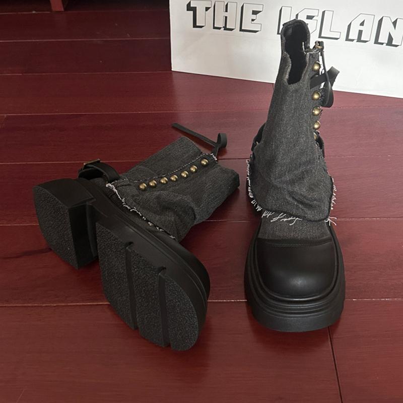 Cowboy Boots for Women Flats Platform Casual Designer Ankle Boots Winter Woman Shoes 2025 Goth Chelsea Botas De Mujer