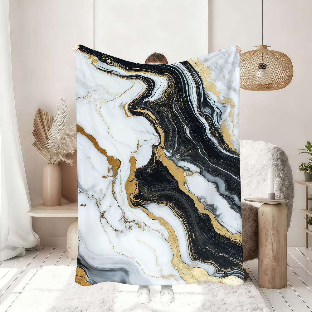 B-Black Marble Design Blanket Soft Throw Blanket for Home Bedroom Bed Sofa Picnic Travel Office Rest Cover Blanket Gift