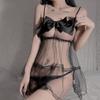 Sexy Sexy Pajamas Women's Suspender Mesh Lace Bow Perspective Pajamas Temptation Holiday Surprise Gifts