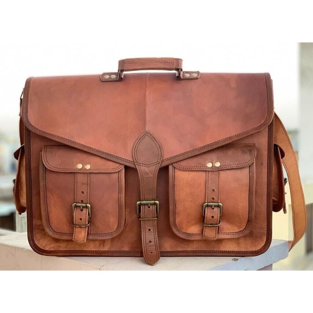 Мужской портфель для ноутбука из козьей кожи — фото 5