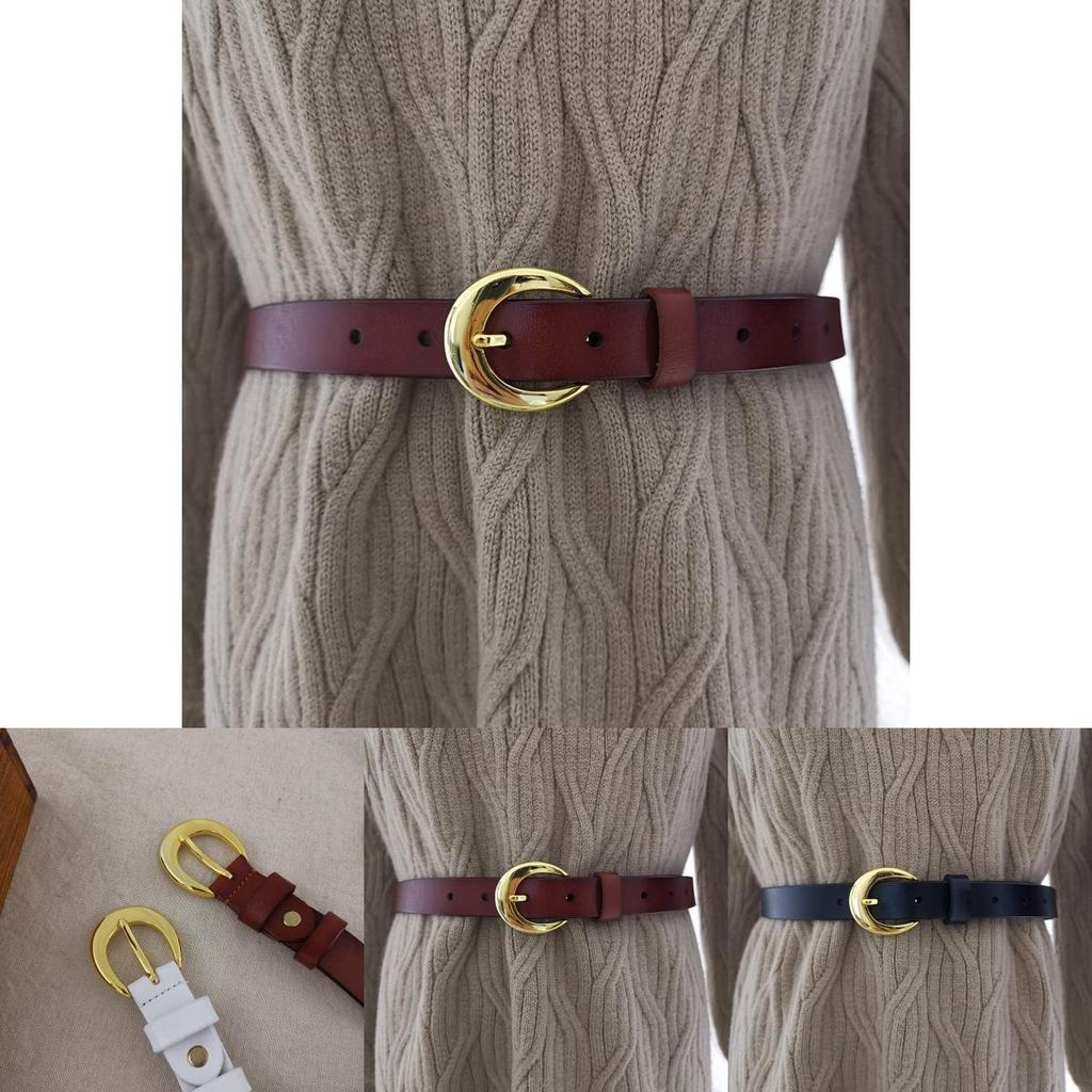 Classic Genuine Leather Womens Belt With Alloy Pin Buckle For Denim Pants