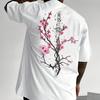 2026 T-shirt Uni Casual Street Imprimé Fleurs de Cerisier Col Rond Été 100% Coton Plein Air Quotidien Manches Courtes Grande Taille