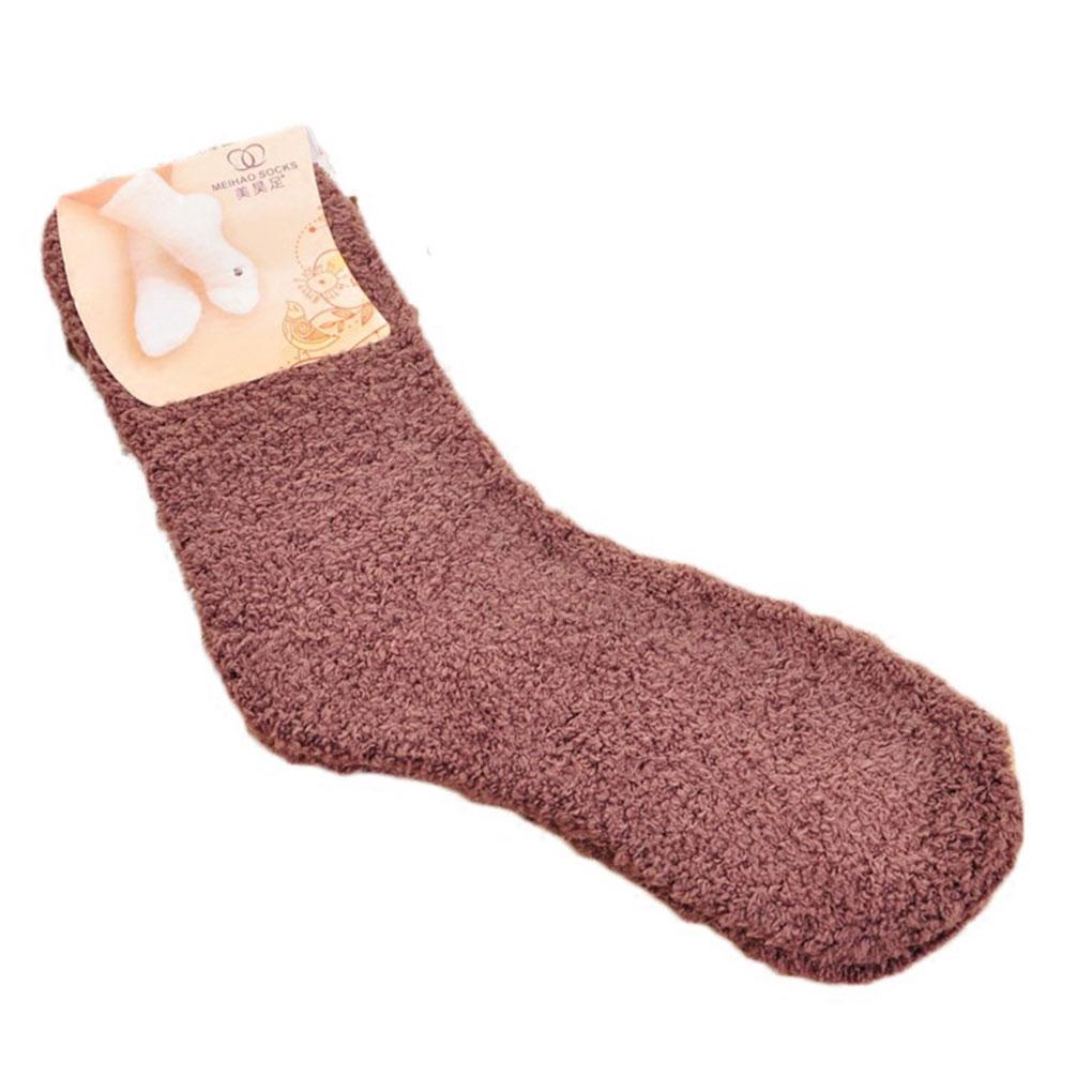 1 Pair Comfortable Home Women Multi-color Mid Pair Comfortable Calf High Socks Coral Fleece Floor Antiskid Casual Socks