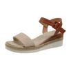 Women's Fabric Platform Sandals with High Wedges, Stylish Women's Fabric Padded Wedge Sandals