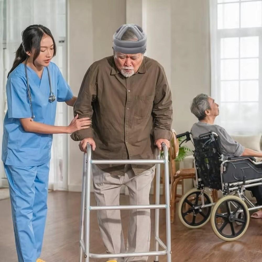 Atmungsaktiver Baumwoll-Anti-Sturz-Helm für ältere Menschen, Schwammgepolsterte Anti-Sturz-Sicherheitsmütze, für drinnen, Freizeit