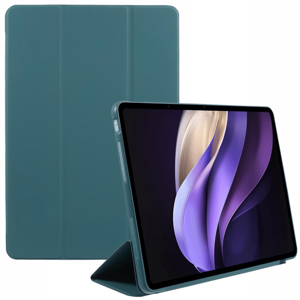 For vivo Pad3 Pro PU Leather Case Soft Silicone Tablet Cover Tri-fold Stand Protective Shell